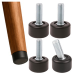 Regulowana Nóżka Meblowa z Przegubem M6 - Czarna Stopka Meblowa 16x14mm